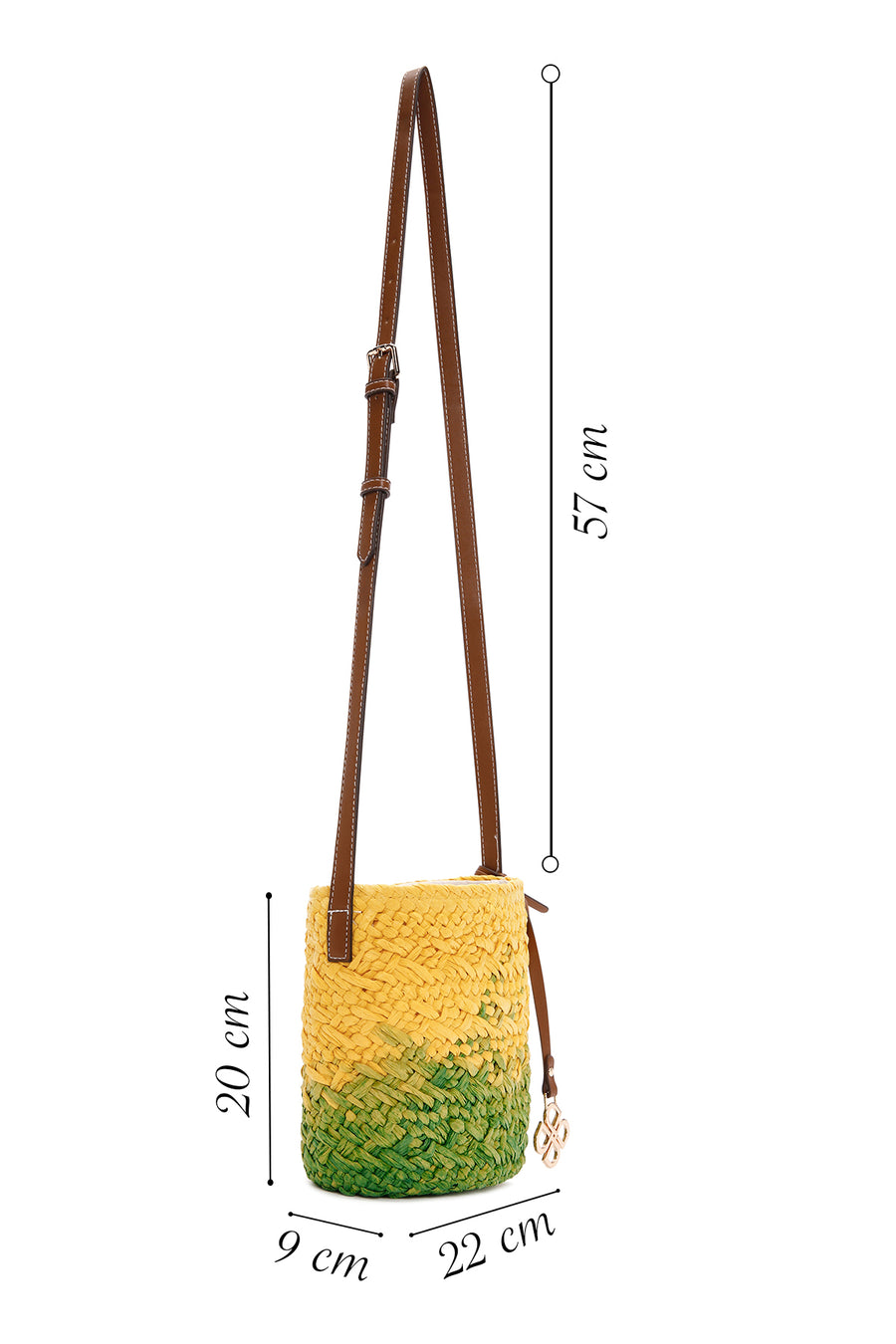 Women's Yellow Green Long Strap Straw Crossbody Bag