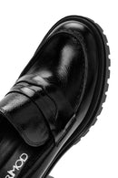 Kadın Siyah Kalın Topuklu Rugan Deri Maskülen Loafer | Derimod