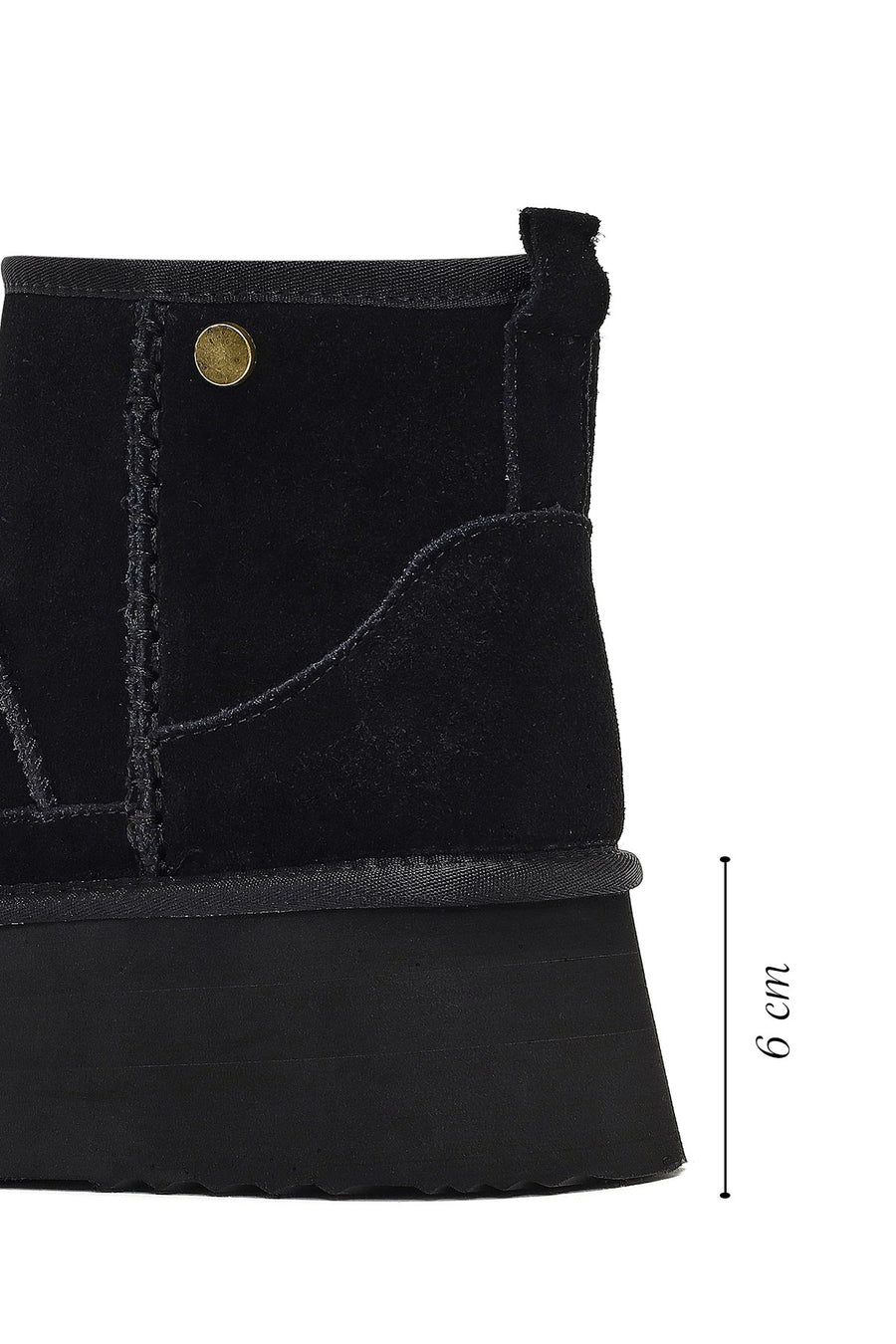 Women's Black Thick-Soled Suede Leather Teddy Boot