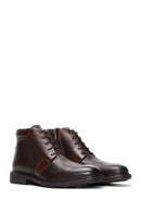 Men's Brown Leather Zippered Casual Boots | Derimod