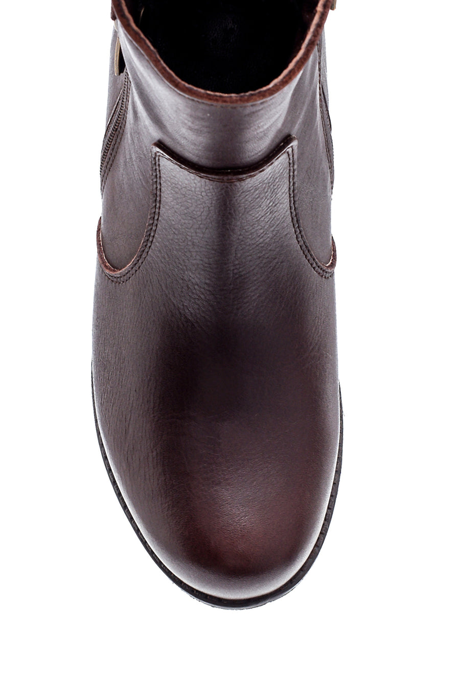 Women's Leather Buckle Detailed Zippered Boots