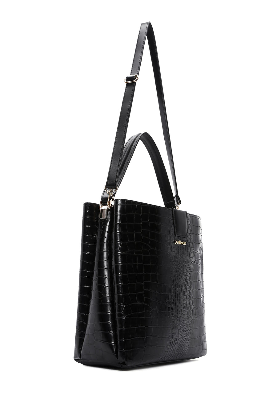 Women's Black Crocodile Cross Bag