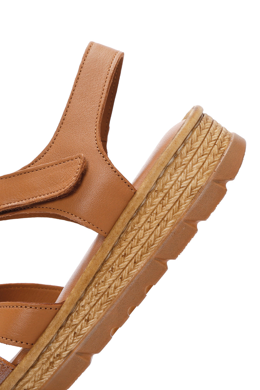 Kadın Taba Bilekten Bantlı Deri Comfort Sandalet