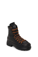 Harley Davidson Woman Black Shorbone Zip Closure Thick-Soled Leather Combat Boots | Derimod