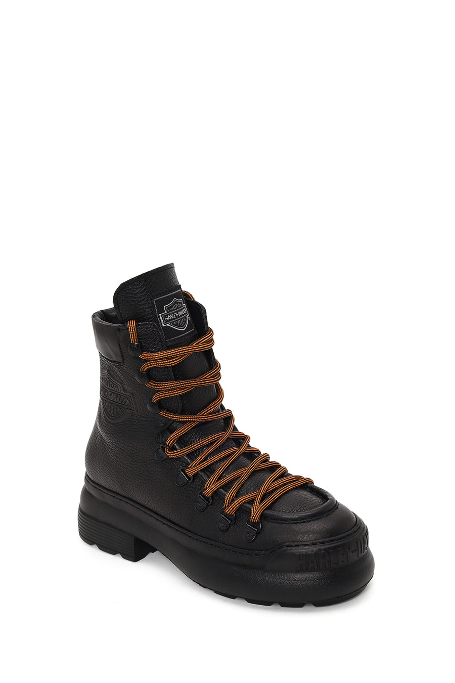 Harley Davidson Woman Black Shorbone Zip Closure Thick-Soled Leather Combat Boots