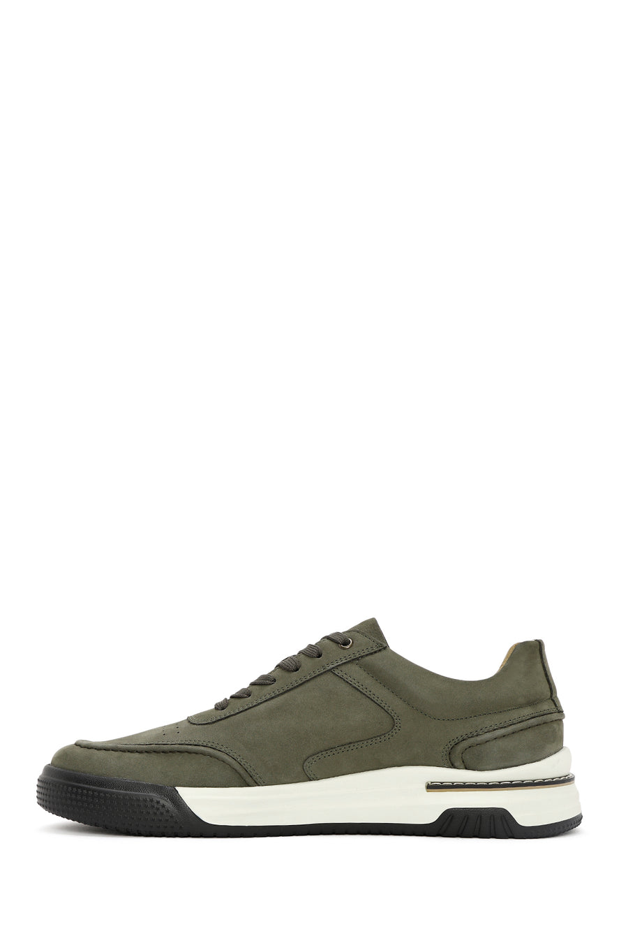 Male Green Lace-Up Nubuck Leather Sneaker