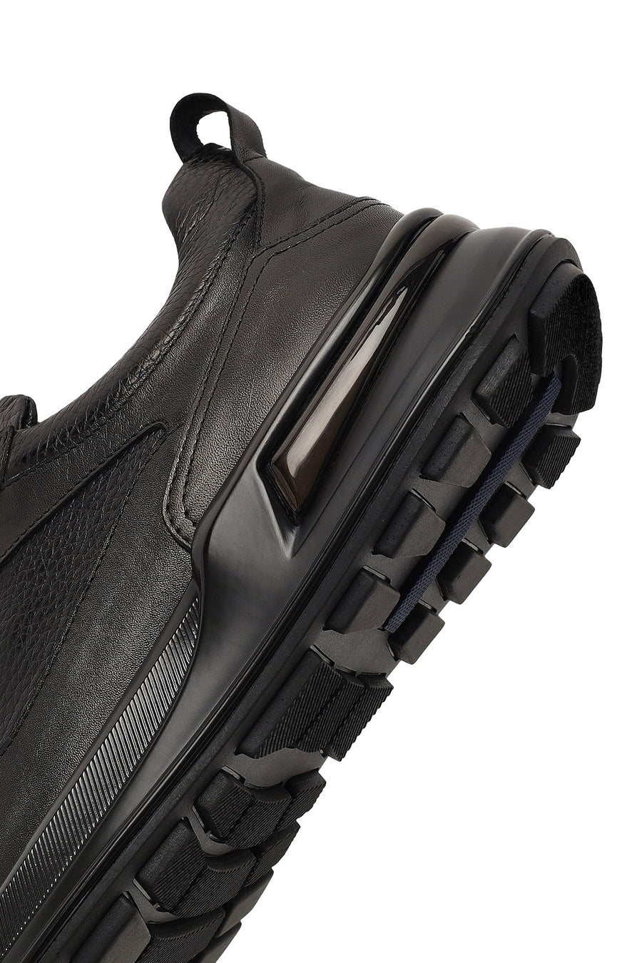 Erkek Siyah Bağcıklı Deri Sneaker