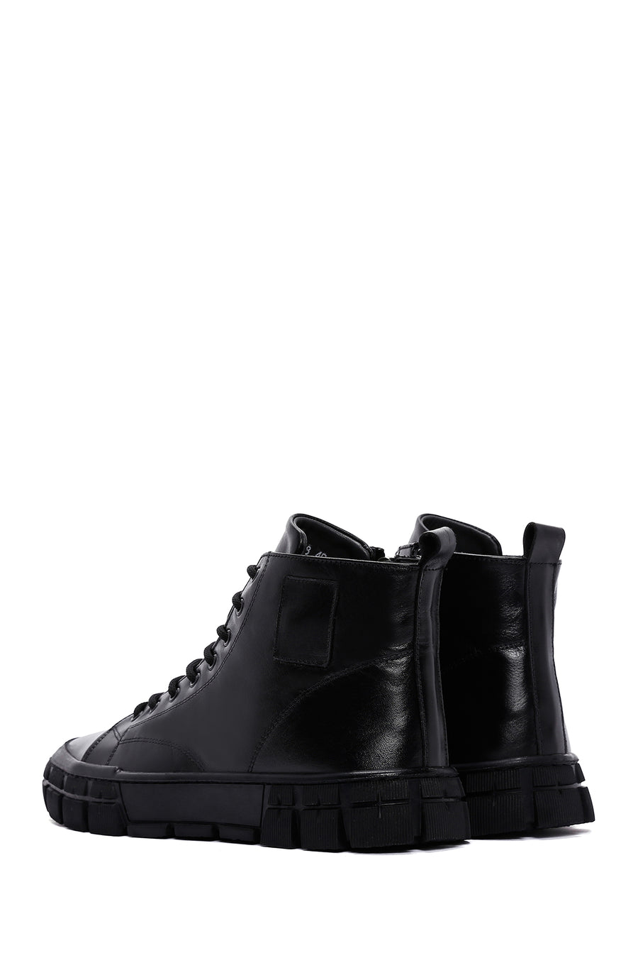 Erkek Siyah Deri Bilekli Sneaker