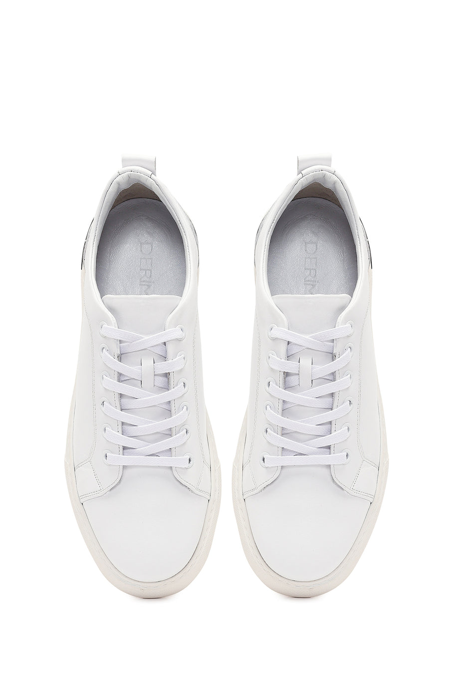Erkek Beyaz Bağcıklı Deri Sneaker
