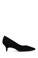 Woman Black Short Thin-Heeled Suede Stiletto | Derimod