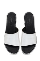 Women's Silver Metallic Leather Slippers | Derimod