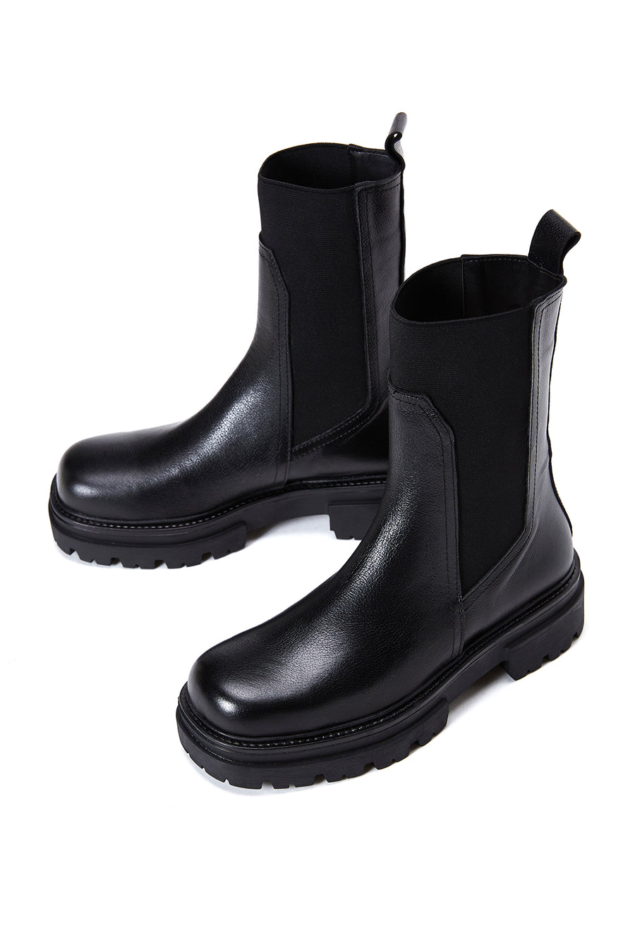 Women's Black Leather Chelsea Boots