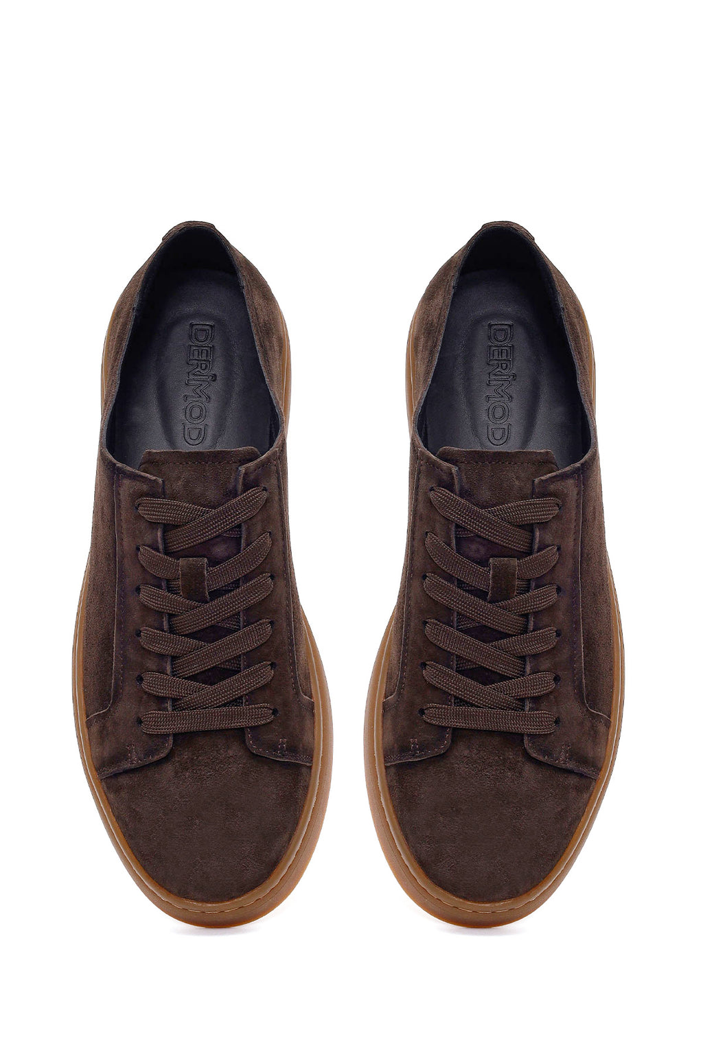 Erkek Kahverengi Bağcıklı Süet Deri Sneaker
