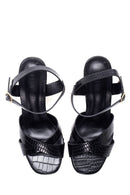 Women's Black Printed Heeled Sandals | Derimod