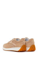 Woman Beige Lace-Up Suede Leather Sneaker | Derimod