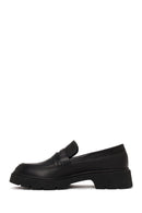 Kadın Siyah Kalın Tabanlı Deri Maskülen Loafer | Derimod