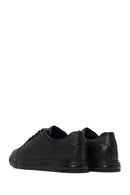 Erkek Siyah Bağcıklı Deri Sneaker | Derimod