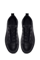 Erkek Siyah Bağcıklı Deri Sneaker | Derimod