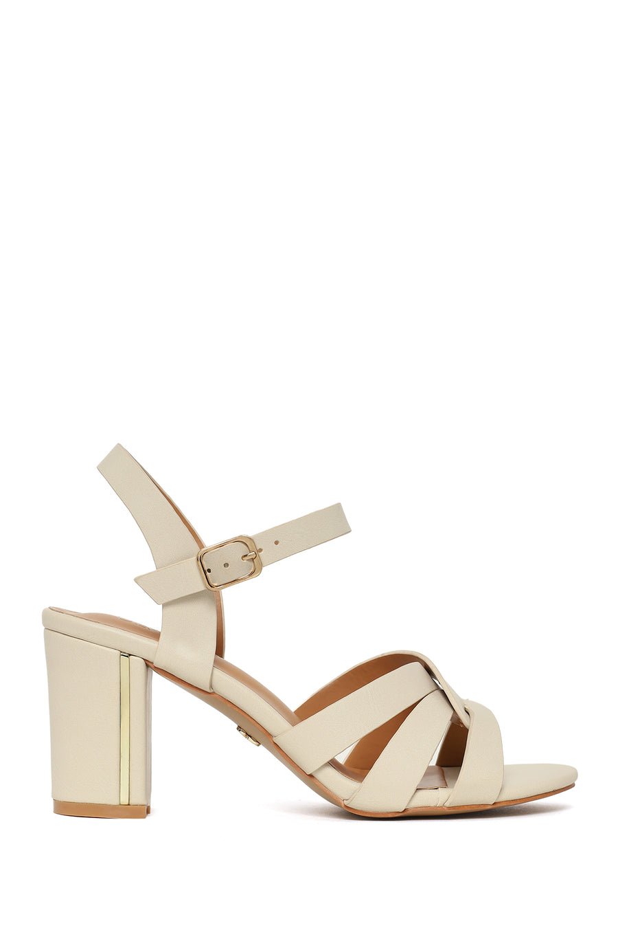 Woman Cream Ankle-Buckle Chunky-Heel Sandals 26SFE466218 | Derimod
