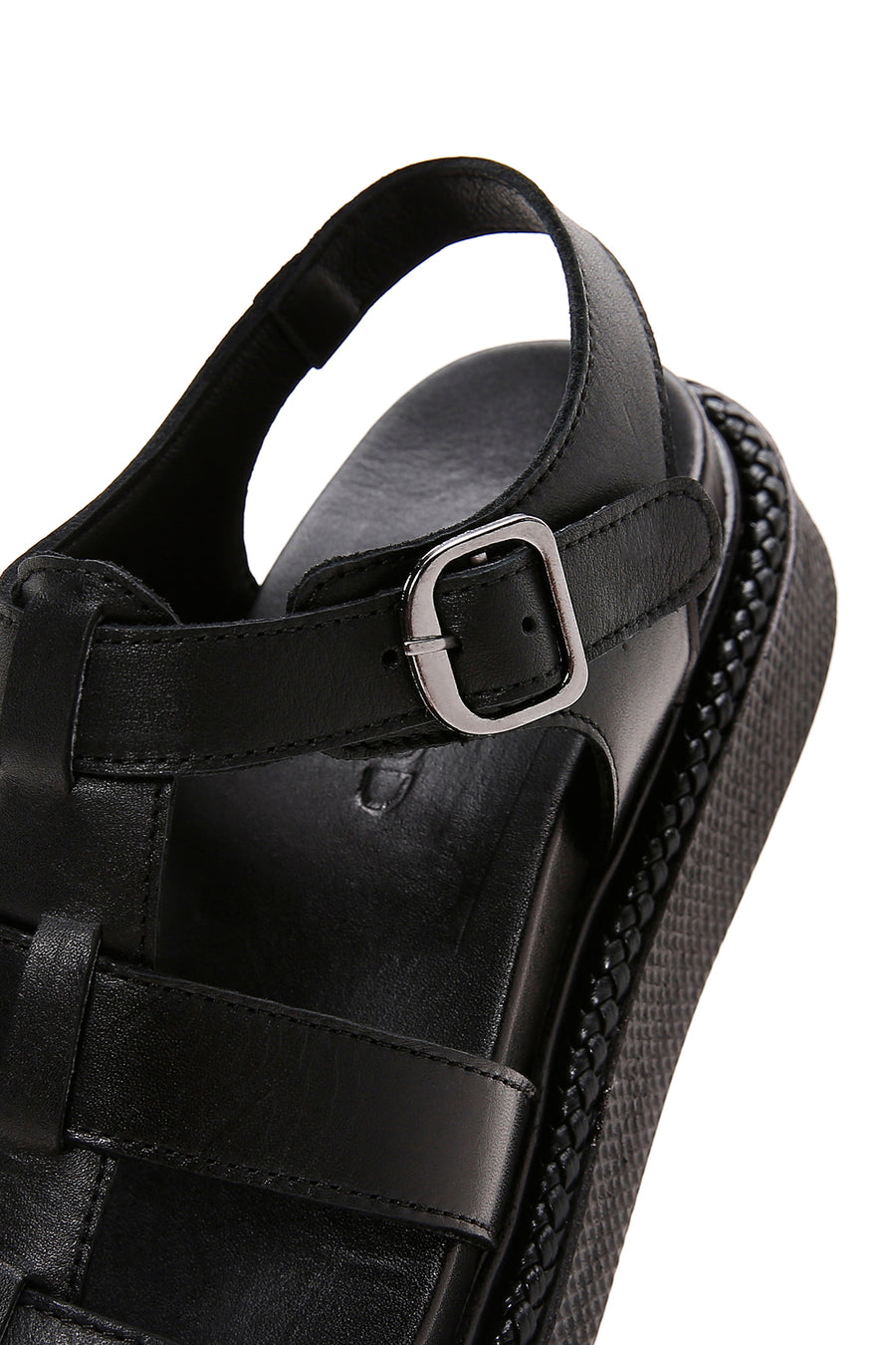 Women's Black Leather Comfort Sandals