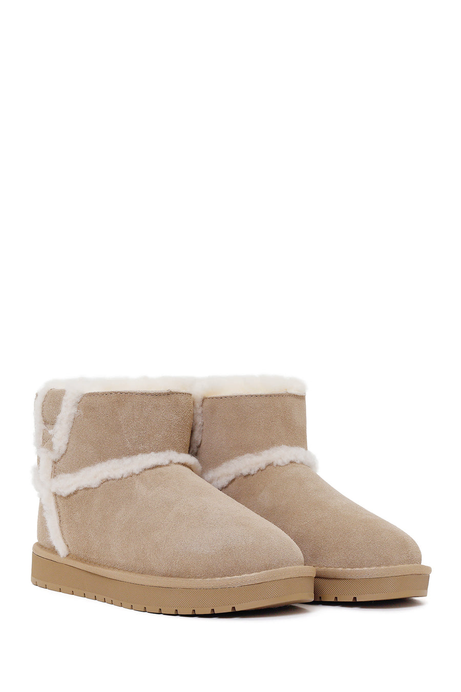 Woman Light Mink Suede Teddy Boots
