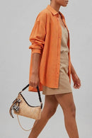 Woman Cream Charm-Embellished Straw Shoulder Bag | Derimod