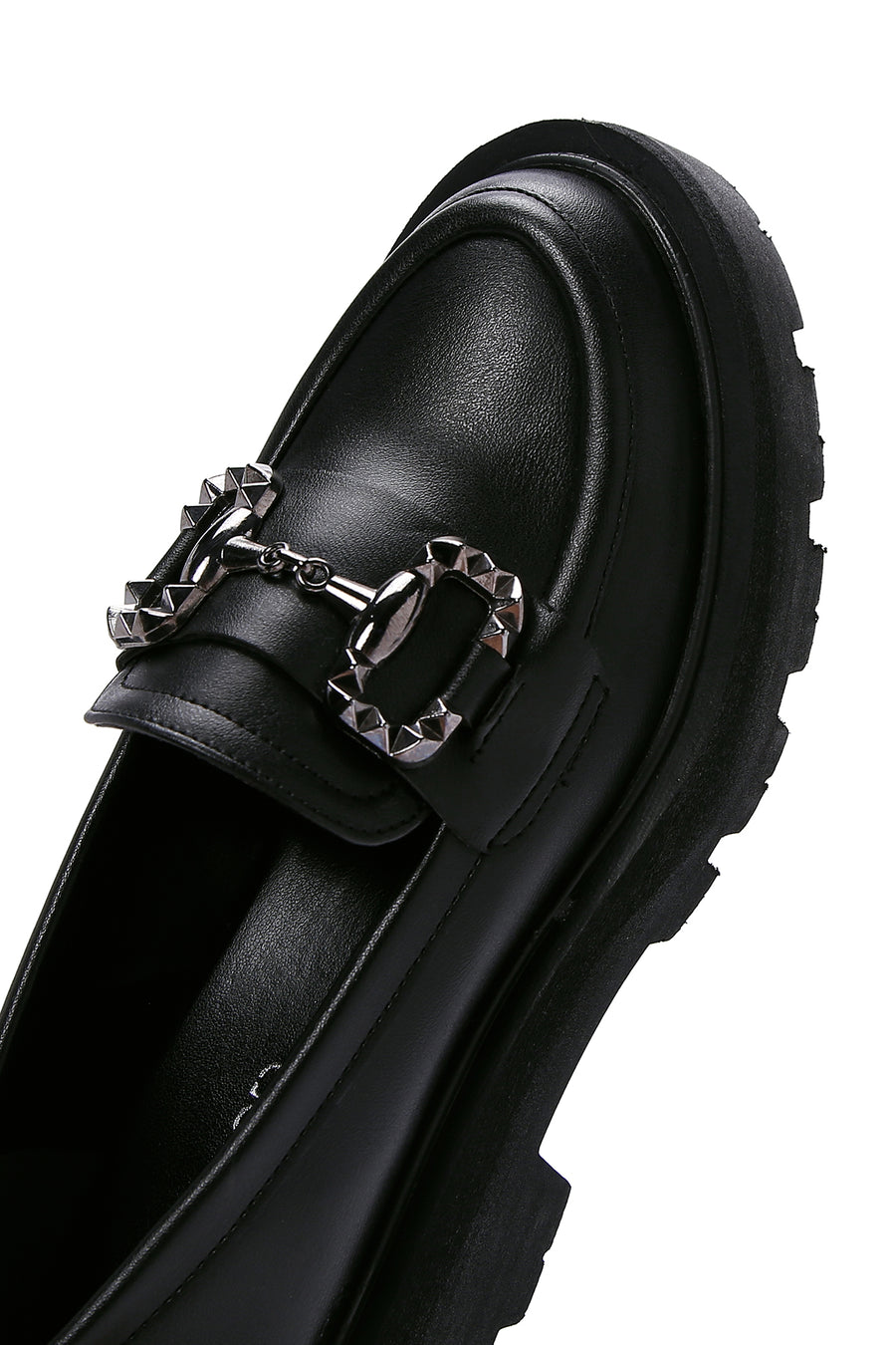 Women's Black Buckle Thick Soled Masculine Loafer