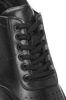 Erkek Siyah Bağcıklı Deri Casual Sneaker | Derimod