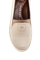 Women's Beige Leather Comfort Loafer | Derimod