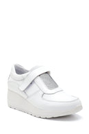 Kadın Beyaz Deri Dolgu Topuk Sneaker | Derimod