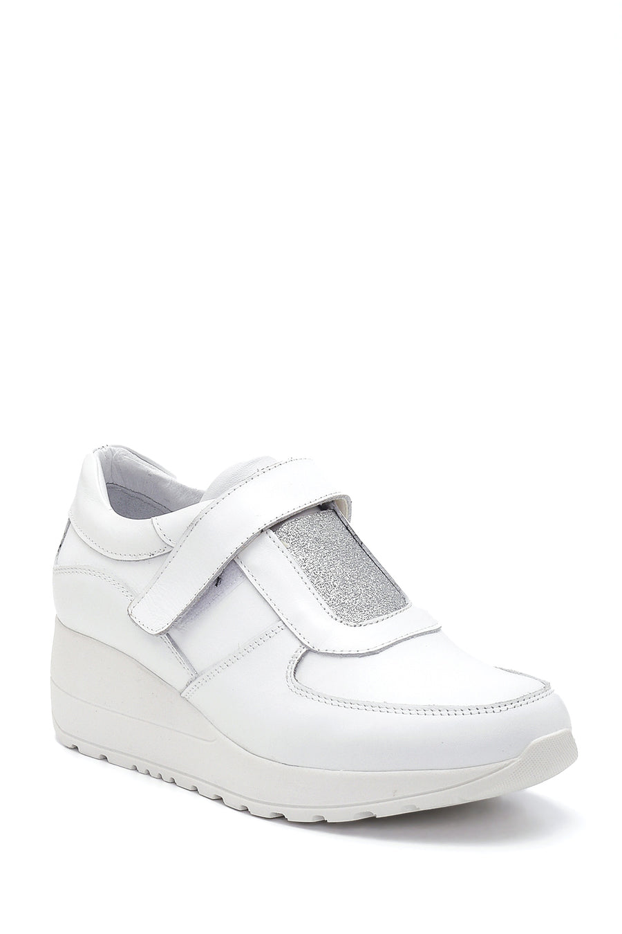 Kadın Beyaz Deri Dolgu Topuk Sneaker