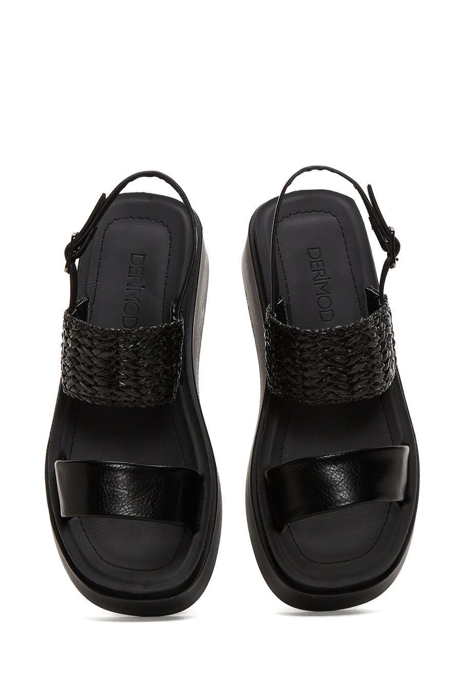 Women's Black Thick Soled Sandals