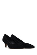 Woman Black Short Thin-Heeled Suede Stiletto | Derimod