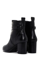 Women's Black Zippered Thick Heel Leather Casual Boots | Derimod