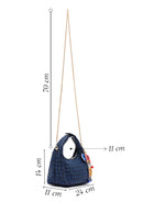 Women's Blue Long Strap Braided Mini Handbag | Derimod