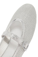 Women's Silver Mesh Strappy Ballerinas | Derimod