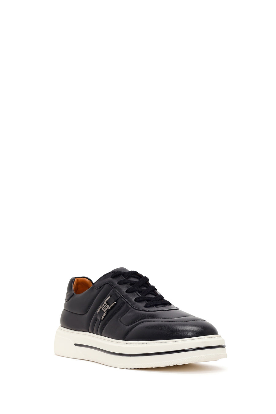 Erkek Siyah Bağcıklı Deri Sneaker