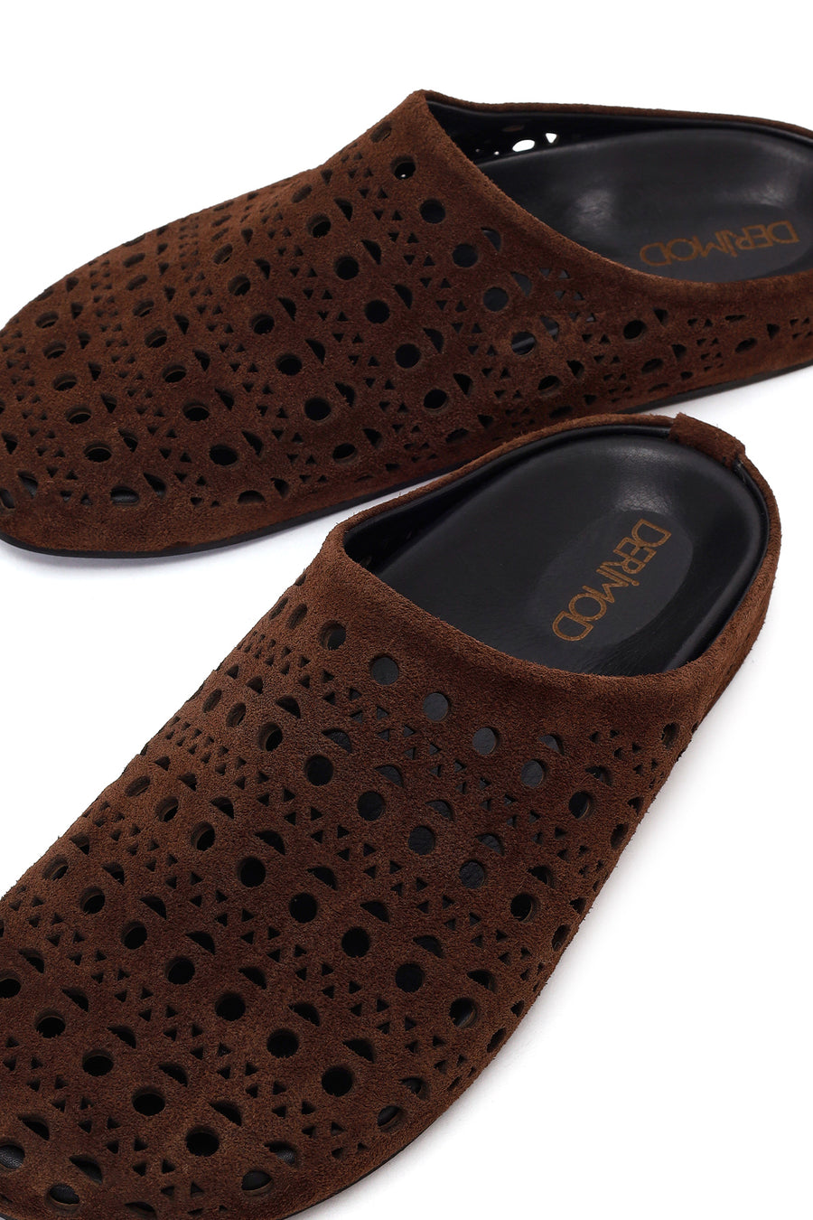 Women's Brown Patterned Suede Leather Slippers