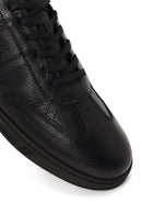 Erkek Siyah Bağcıklı Deri Sneaker | Derimod