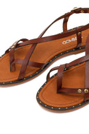 Women's Brown Buckle Thong Leather Bodrum Sandals | Derimod