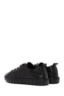 Woman Black Lace-up Patterned Leather Comfort Shoes | Derimod