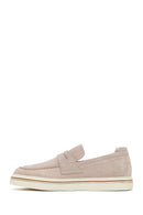 Male Beige Suede Leather Casual Loafer | Derimod