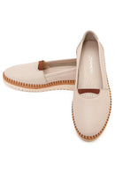 Women's Cream Thick-Sole Leather Comfort Shoes | Derimod