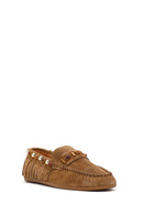 Kadın Camel Püsküllü Süet Deri Loafer | Derimod