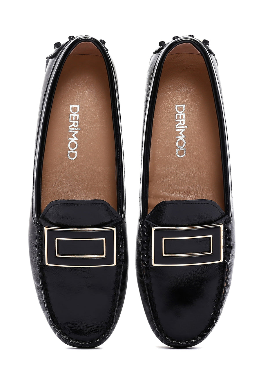 Women's Black Buckle Detailed Leather Loafer