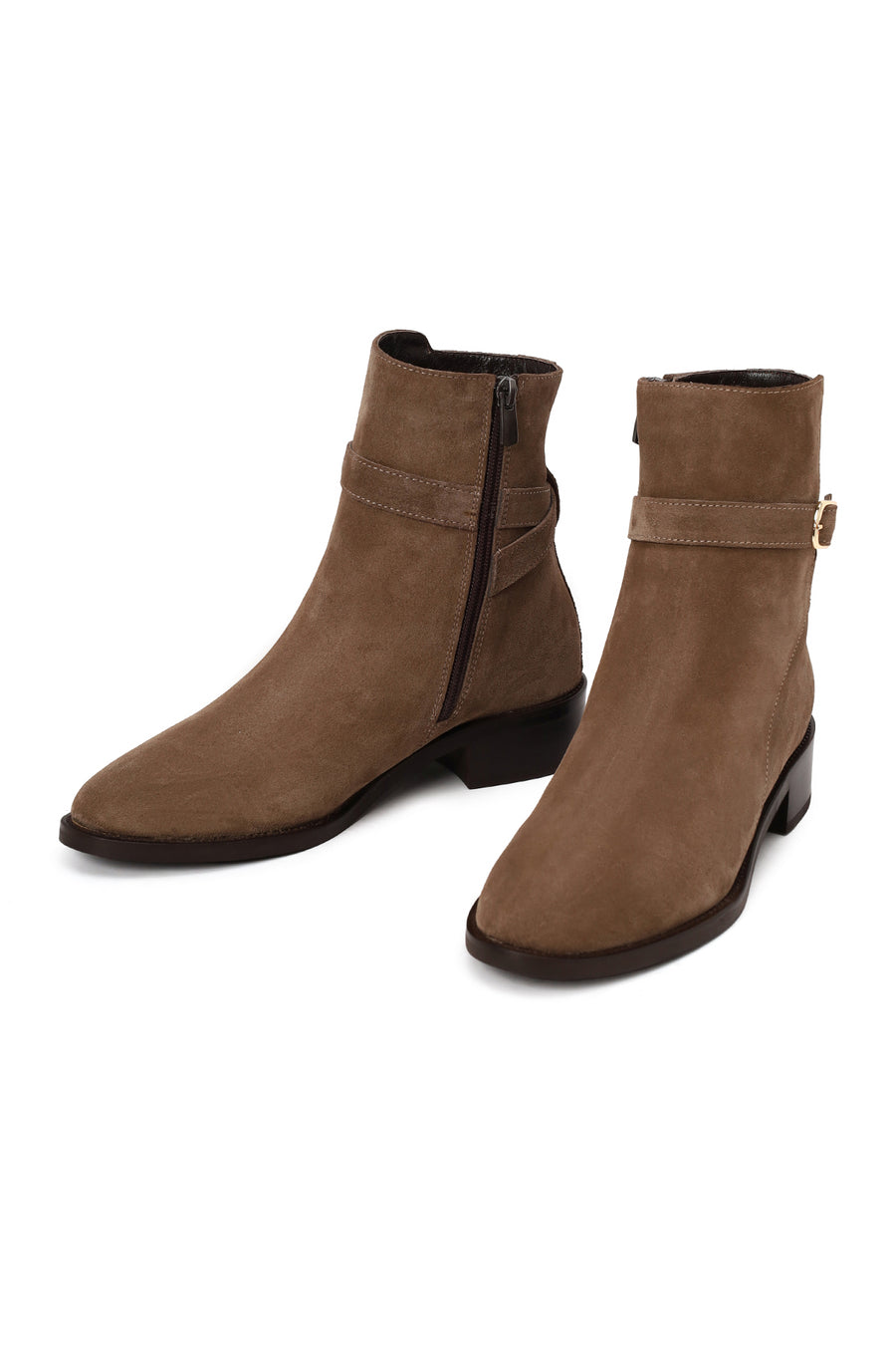 Woman Mink Zip Closure Suede Boots