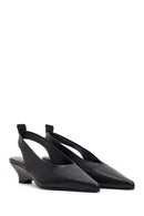 Women's Black Open-Back Heeled Leather Shoes | Derimod