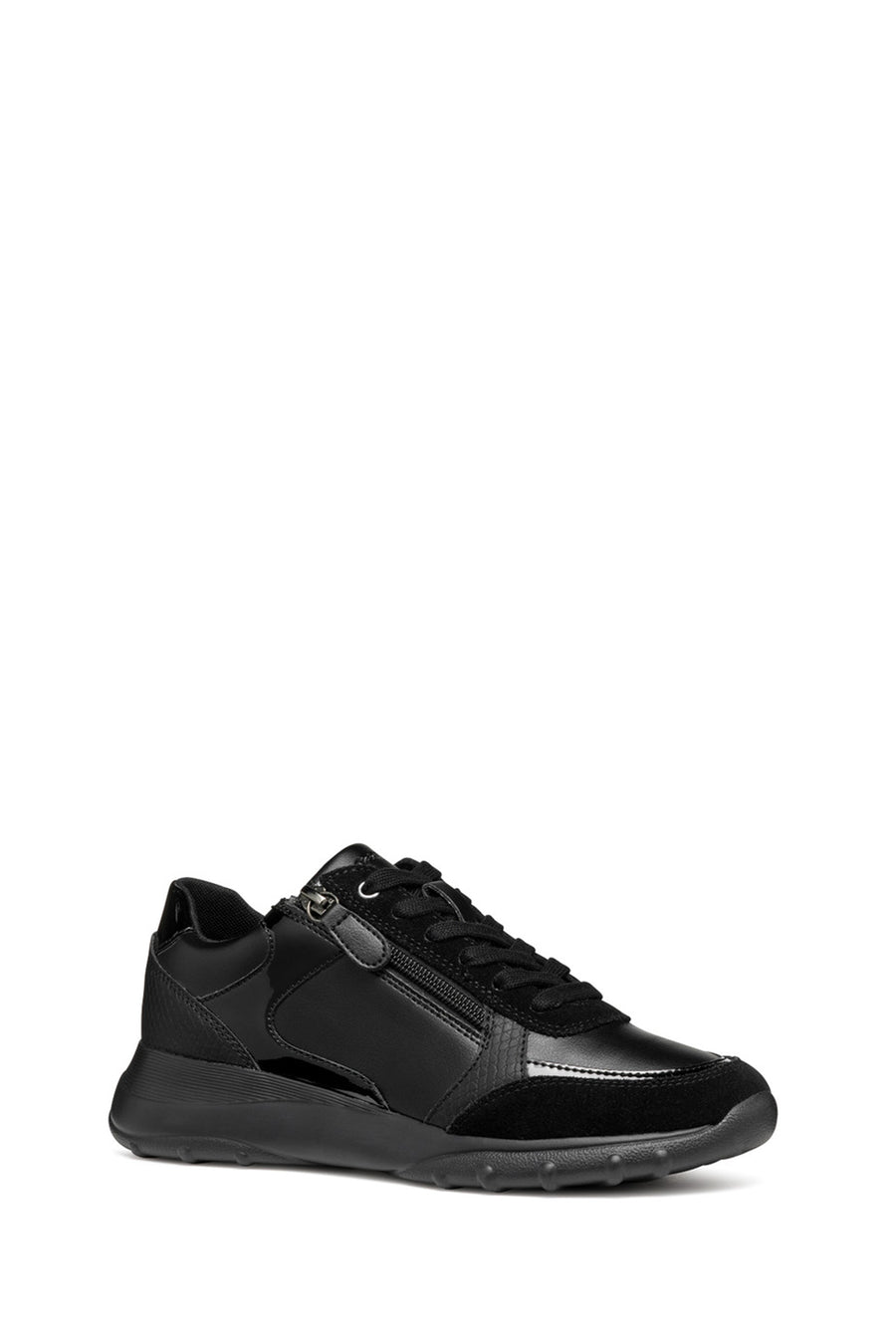Geox Kadın Siyah Bağcıklı Kalın Tabanlı Deri Sneaker