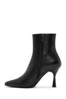 Woman Black Zip Closure Stiletto Heel Leather Boots | Derimod