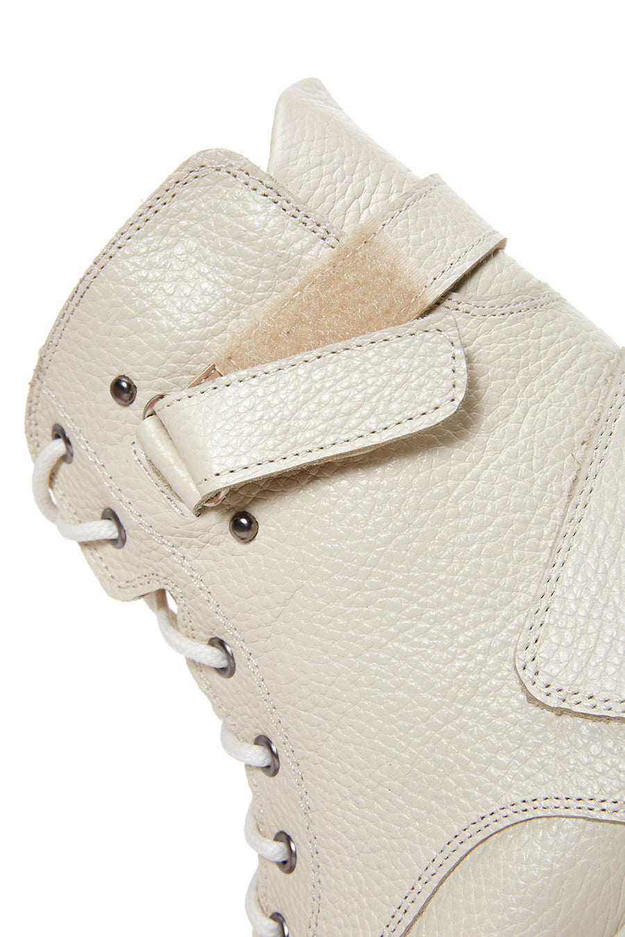 Women's Beige Leather Thick Soled Boots